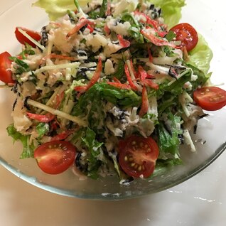 水菜とヒジキのツナポテトサラダ